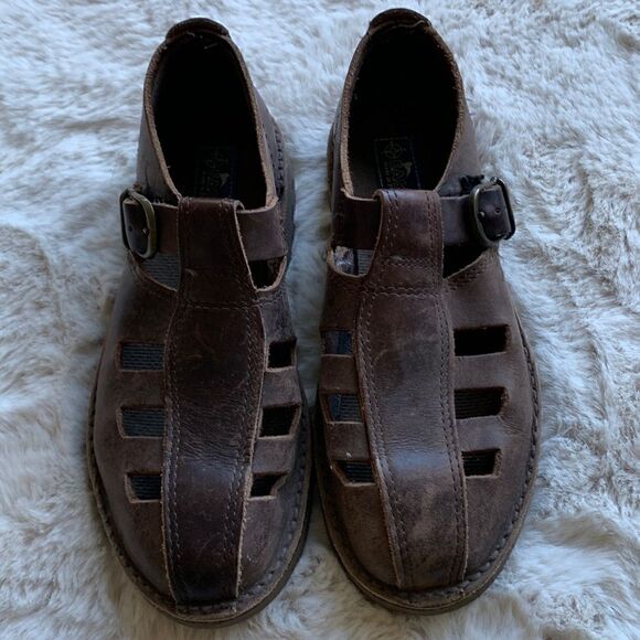 Vintage Eastland Brown Leather distressed Mary Jane’s fisherman loafers USA - Picture 1 of 9